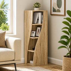 Versatile Brown Corner Cabinet with Engineered Wood