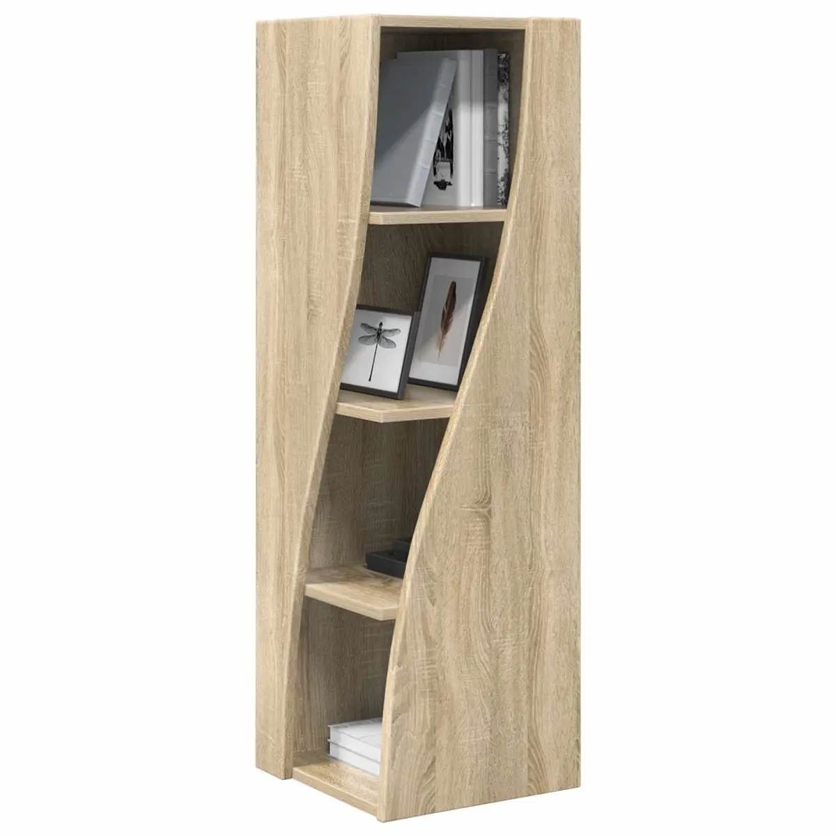 Corner Storage Cabinet Brown Engineered Wood Living Room Shelving Unit