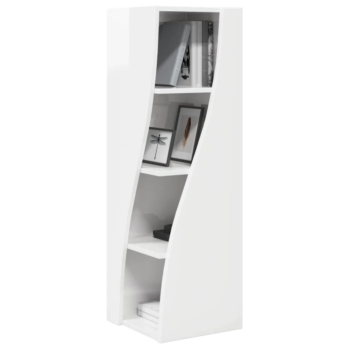 Corner Storage Cabinet High Gloss White Space-saving 32x32x102cm