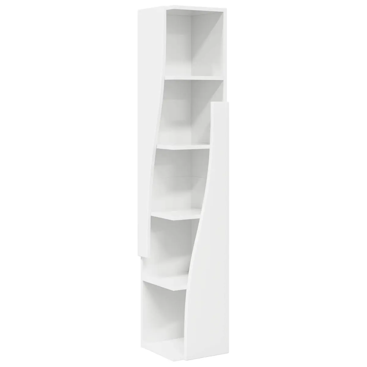 Corner Storage Cabinet Space-saving 27.5x27x140cm Modern Matte Living Room Shelving Unit