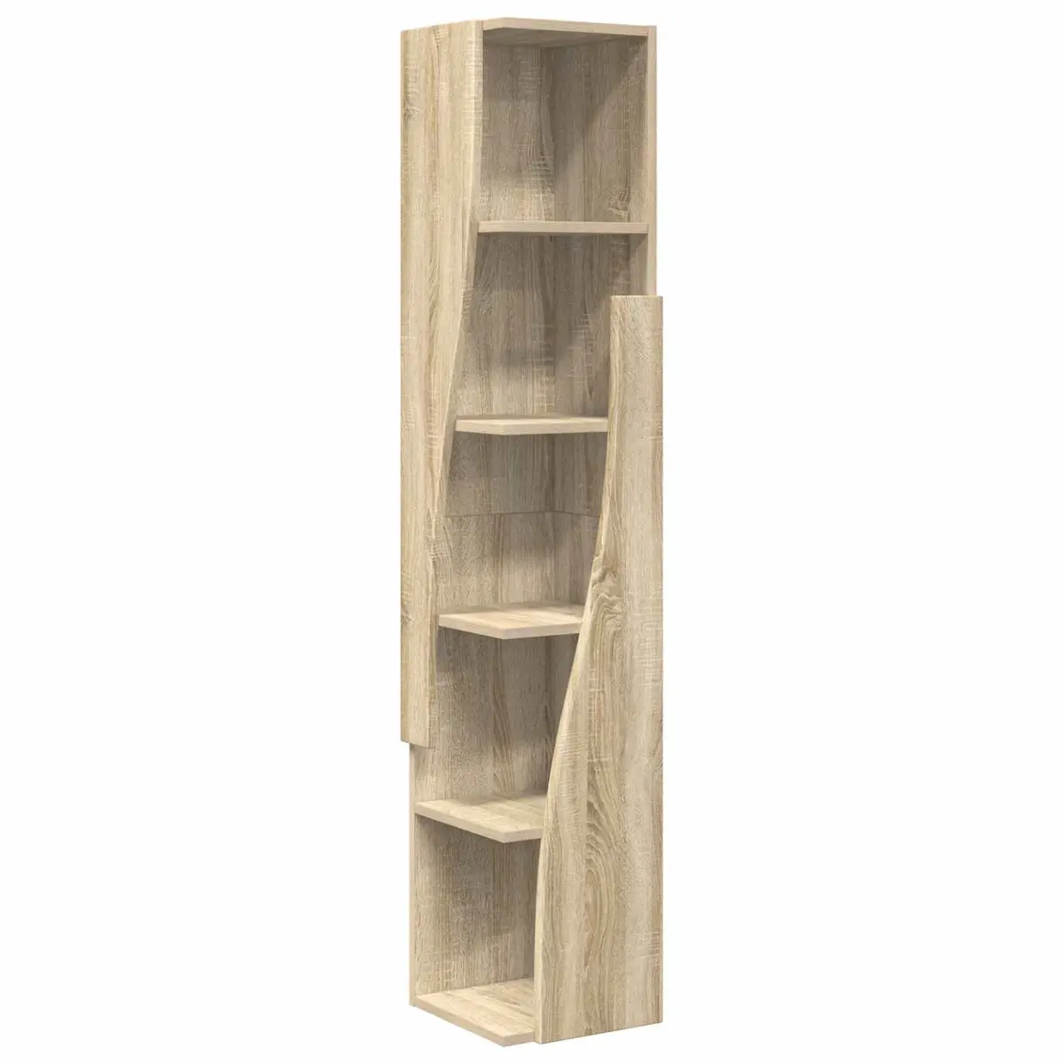 Corner Storage Cabinet Brown Engineered Wood Modern Living Room Organizer 27.5W x 27D x 140H cm