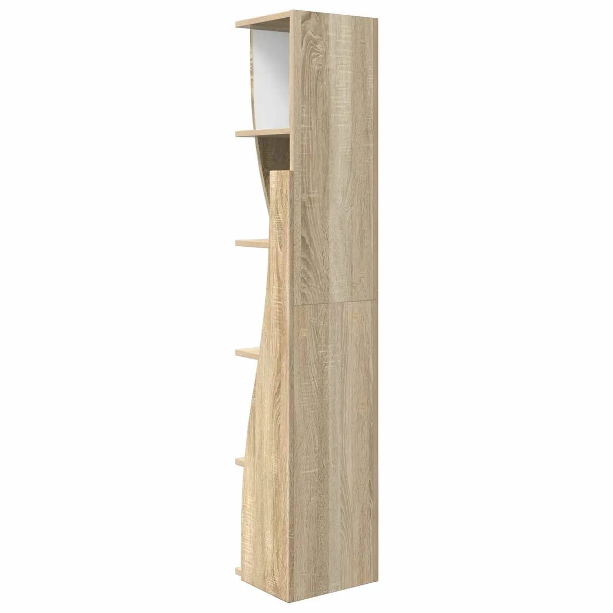 Corner Storage Cabinet Brown Engineered Wood Modern Living Room Organizer 27.5W x 27D x 140H cm