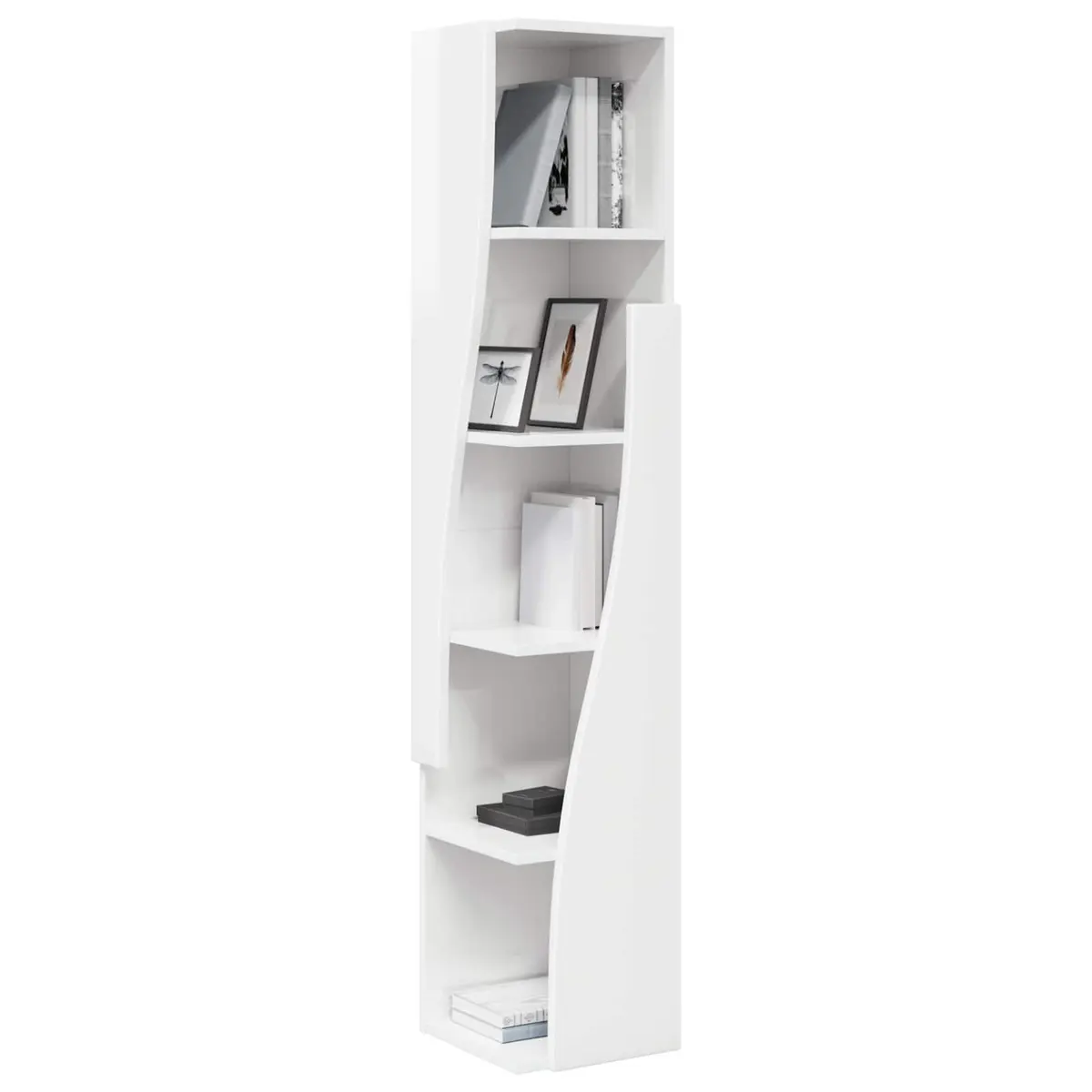 Corner Storage Cabinet Space-saving Organizer 27.5W x 27D x 140H cm High Gloss White