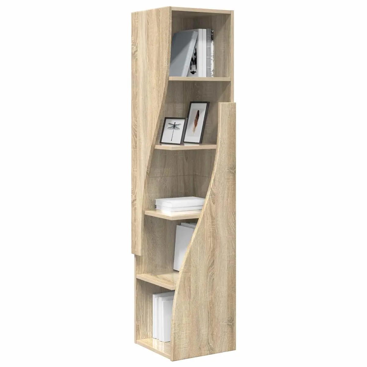 Corner Storage Cabinet Brown Compact Engineered Wood Tall Living Room