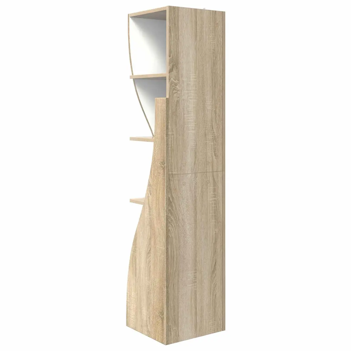 Corner Storage Cabinet Brown Compact Engineered Wood Tall Living Room