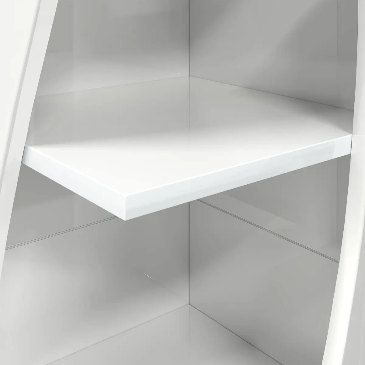 Corner Storage Cabinet High Gloss White Modern Living Room Shelf Unit