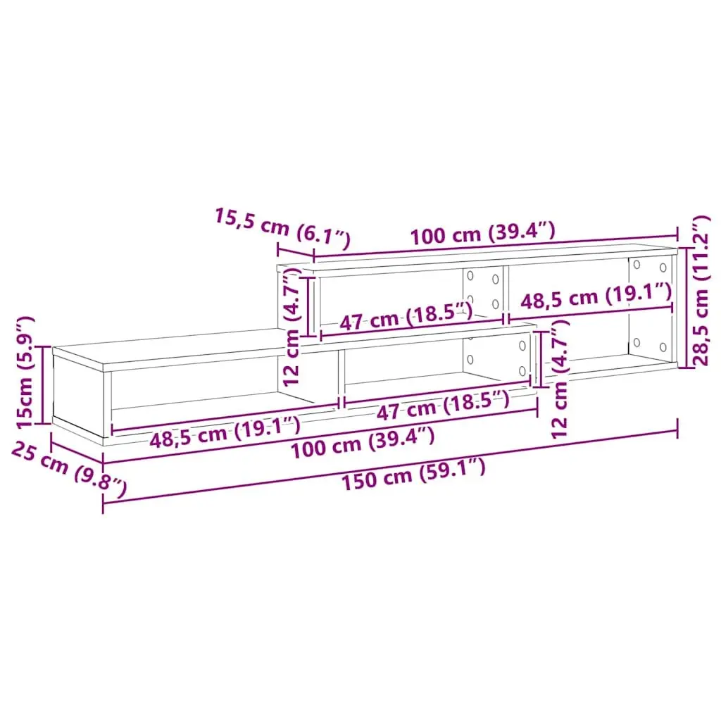 Wall Mounted TV Stand 150x25x28.5cm