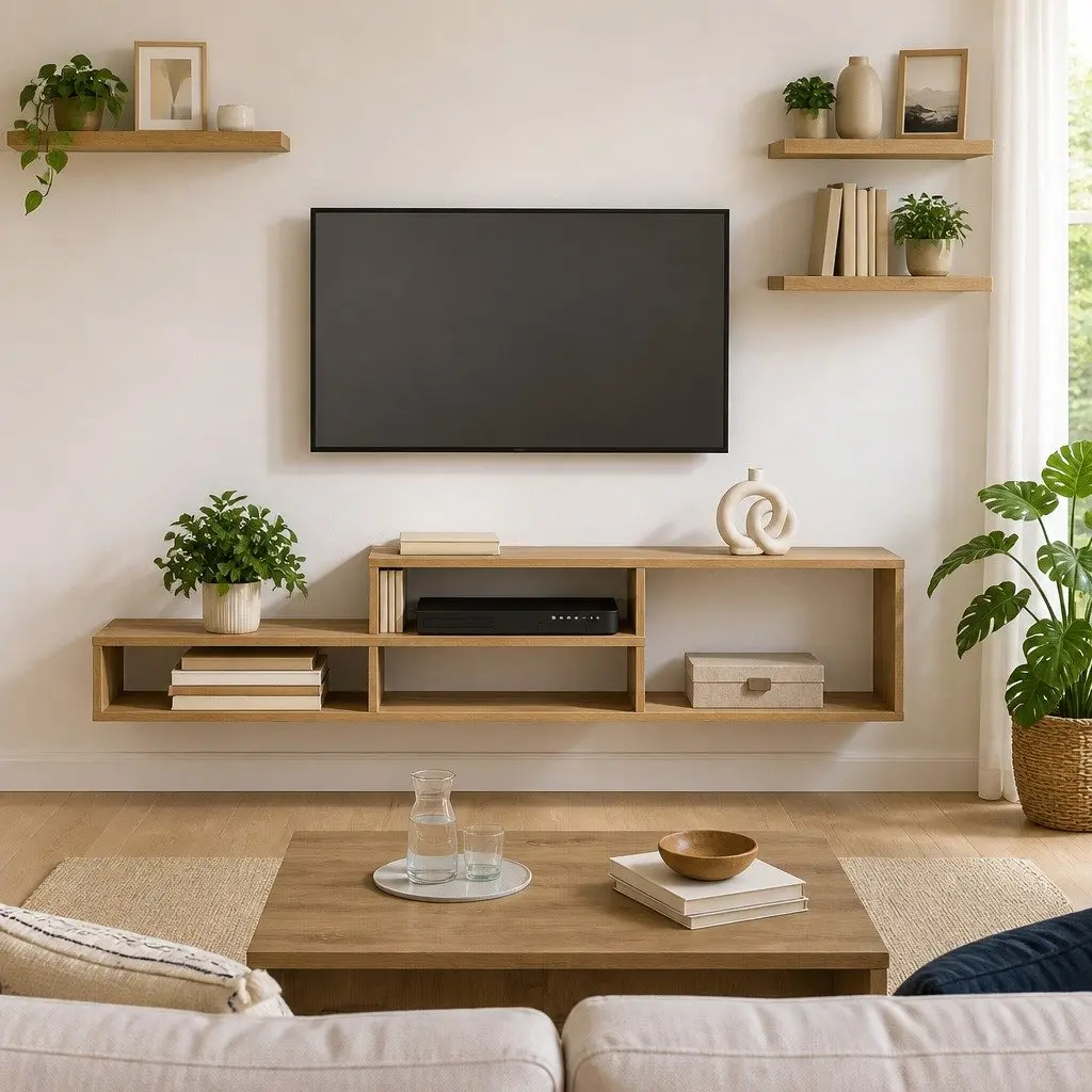 Wall TV Stand Storage Unit 150x25x28.5cm Brown Engineered Wood