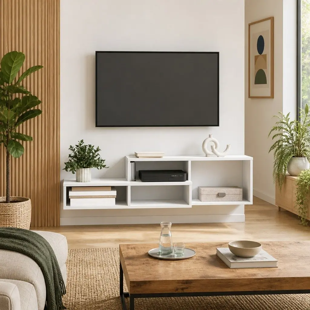 Wall Mounted TV Stand Media Storage 120x25x28.5cm Engineered Wood Matte Finish