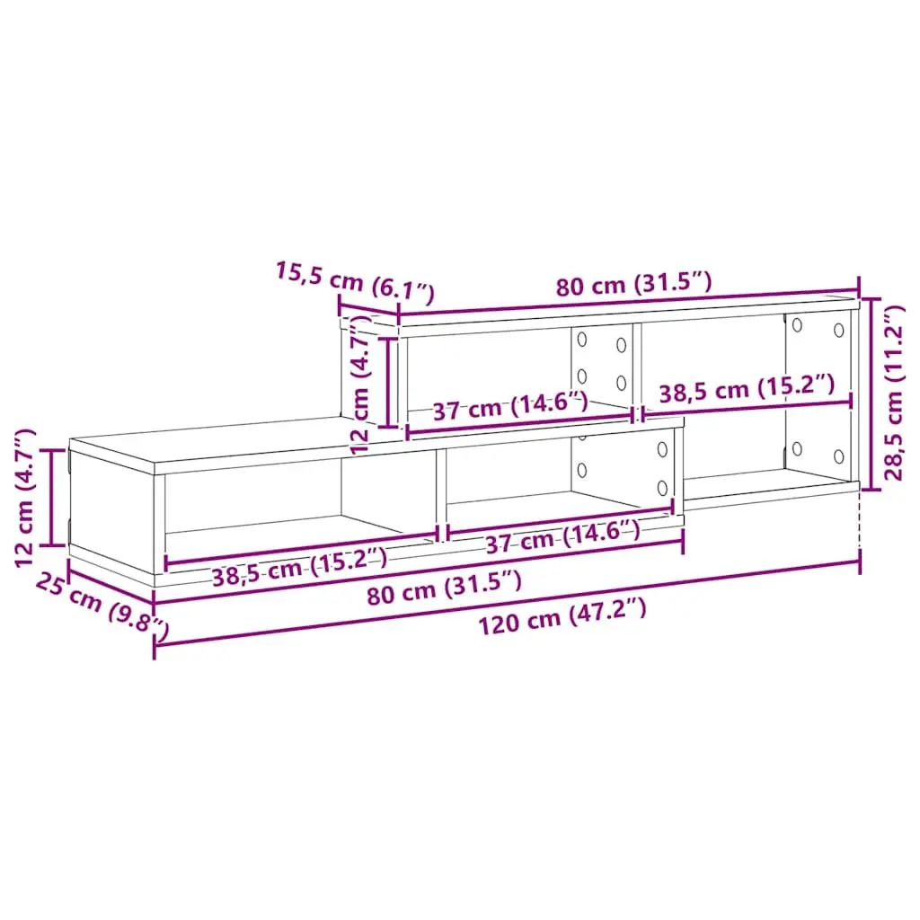 Wall Mounted TV Stand Media Storage 120x25x28.5cm Engineered Wood Matte Finish
