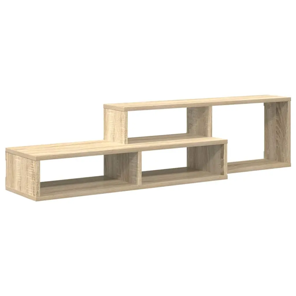 Wall Mounted TV Stand Grey Engineered Wood Living Room Entertainment Unit Shelf