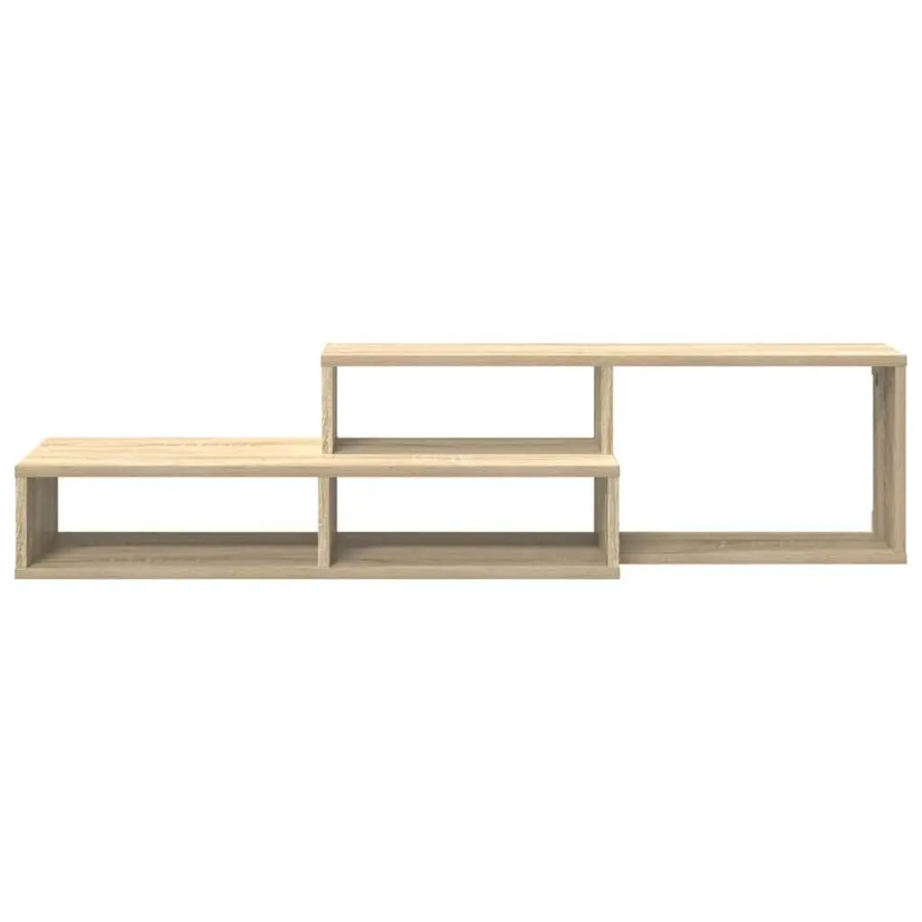 Wall Mounted TV Stand Grey Engineered Wood Living Room Entertainment Unit Shelf