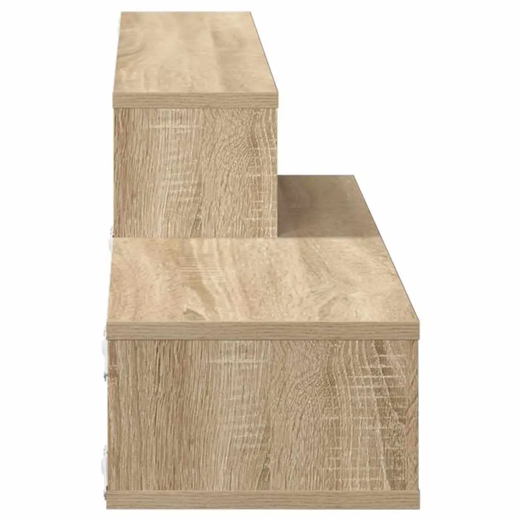 Wall Mounted TV Stand Grey Engineered Wood Living Room Entertainment Unit Shelf