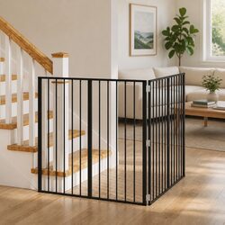 Safe and Foldable 2-Panel Dog Gate for Indoor Use