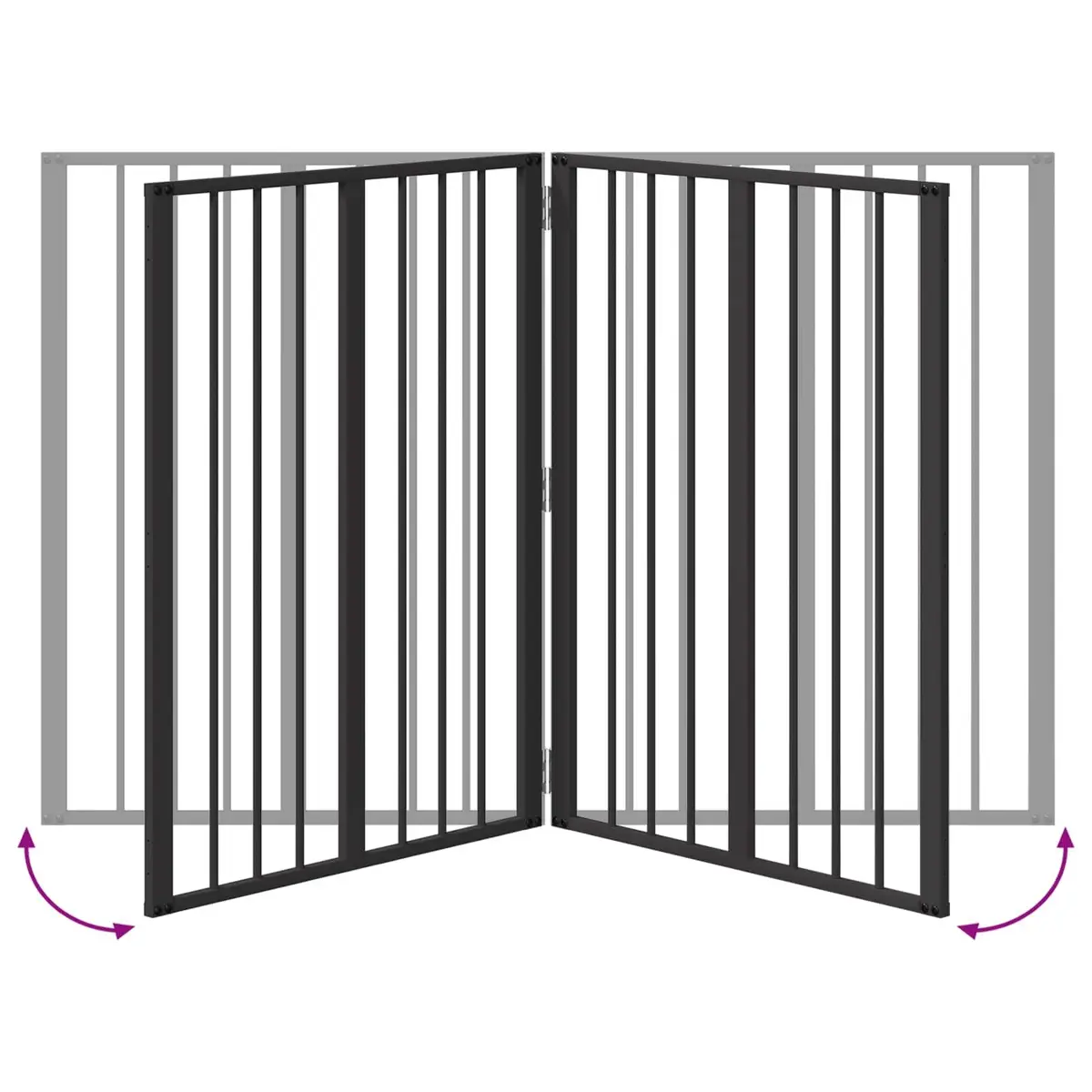 Dog Gate 2 Panels Indoor Puppy Playpen 100x100cm Black Foldable Pet Enclosure