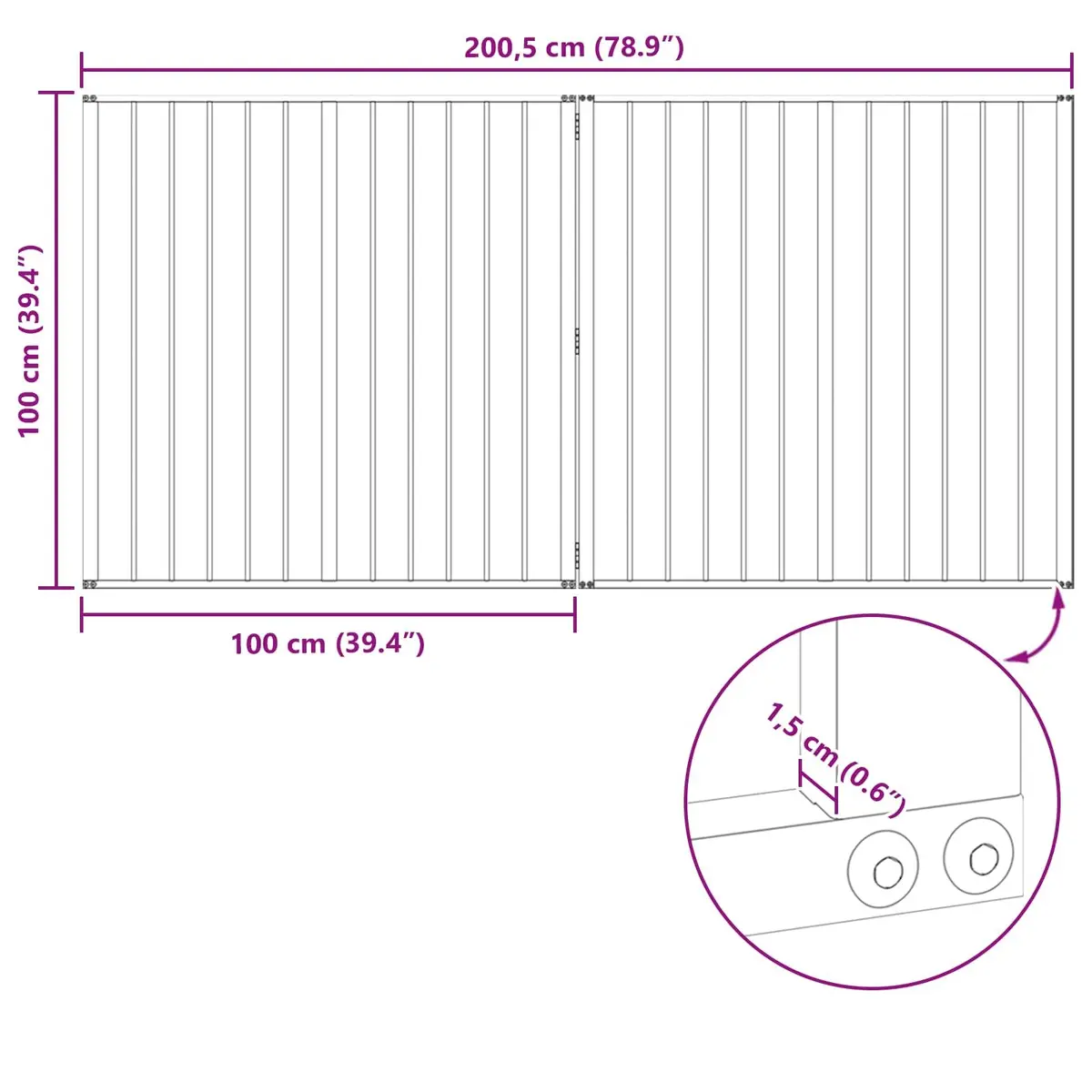 Dog Gate 2 Panels Indoor Puppy Playpen 100x100cm Black Foldable Pet Enclosure