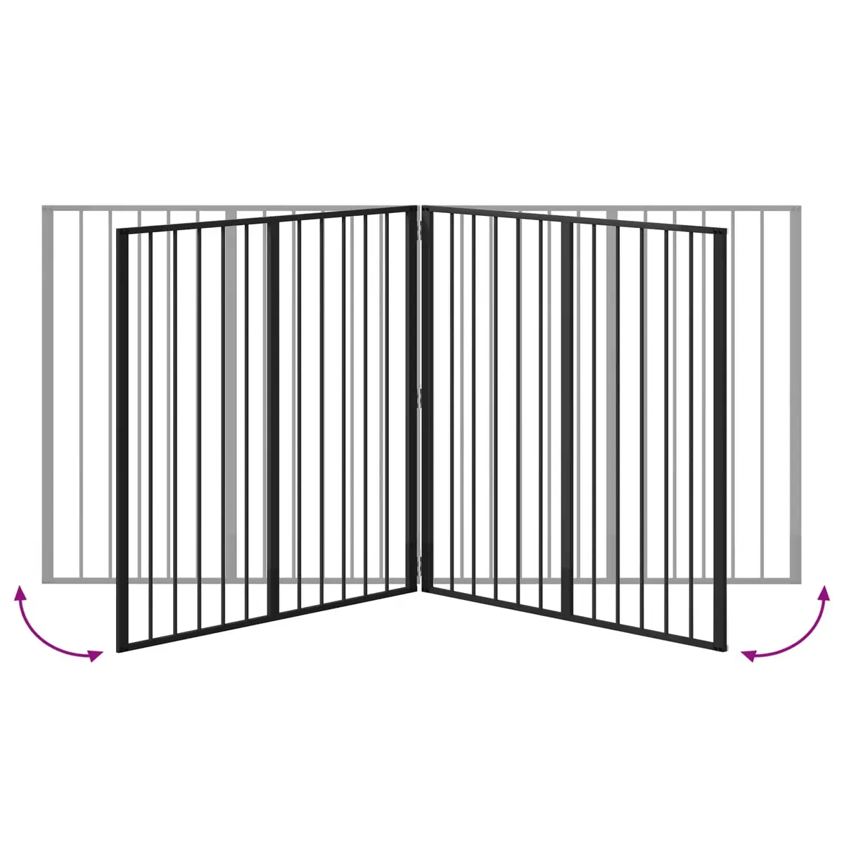 Dog Gate Panel 4 pcs Black 100 x 100 cm Galvanised Steel Pet Fence Panel Puppy Barrier