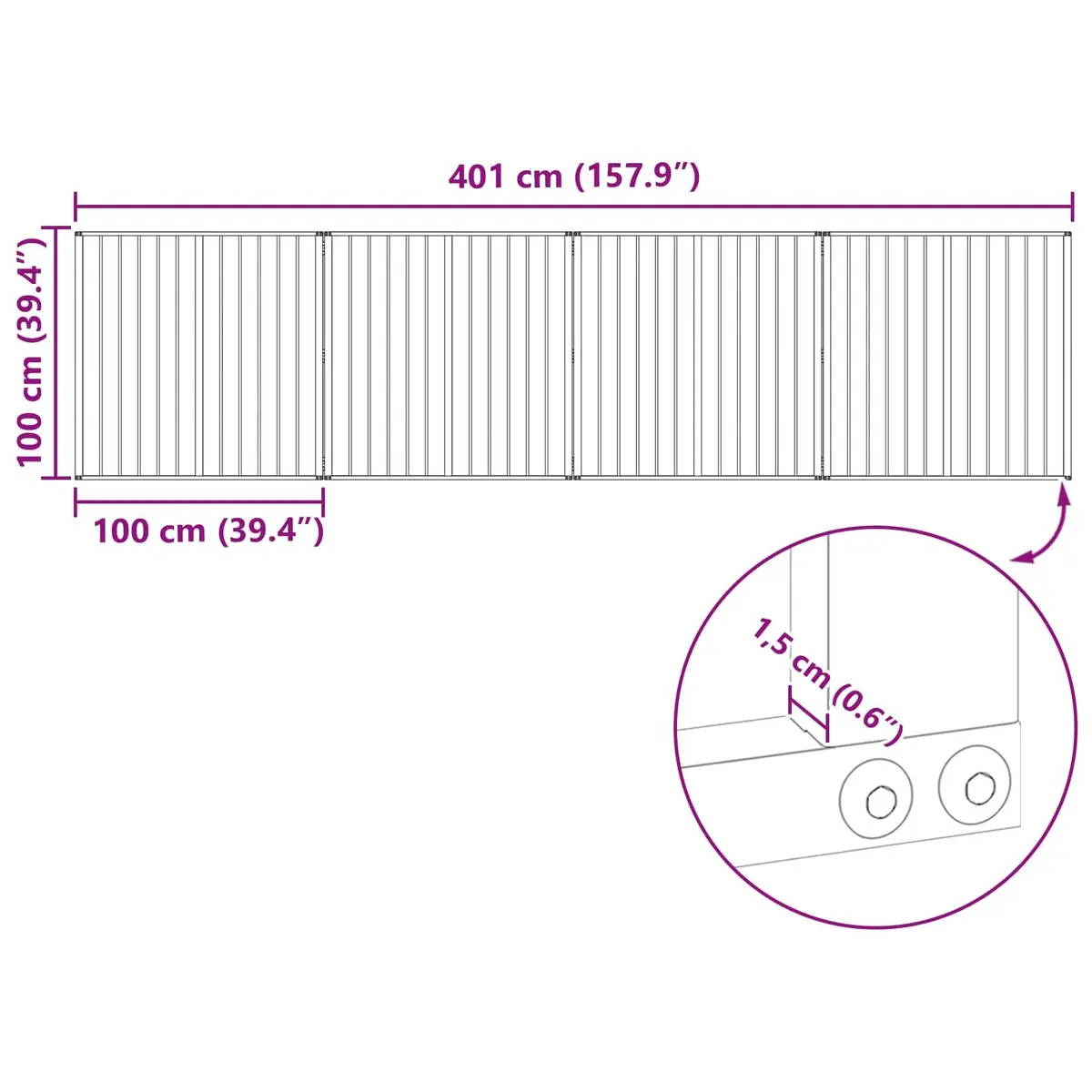 Dog Gate Panel 4 pcs Black 100 x 100 cm Galvanised Steel Pet Fence Panel Puppy Barrier