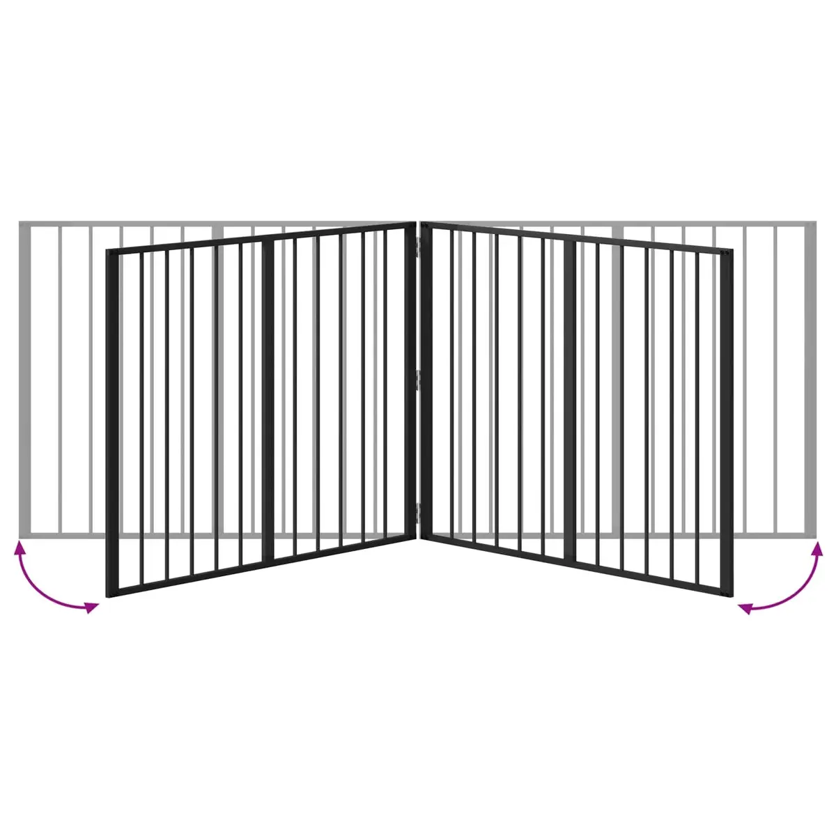 Dog Gate Indoor Enclosure 100 x 80 cm Black Metal Foldable 2 Piece