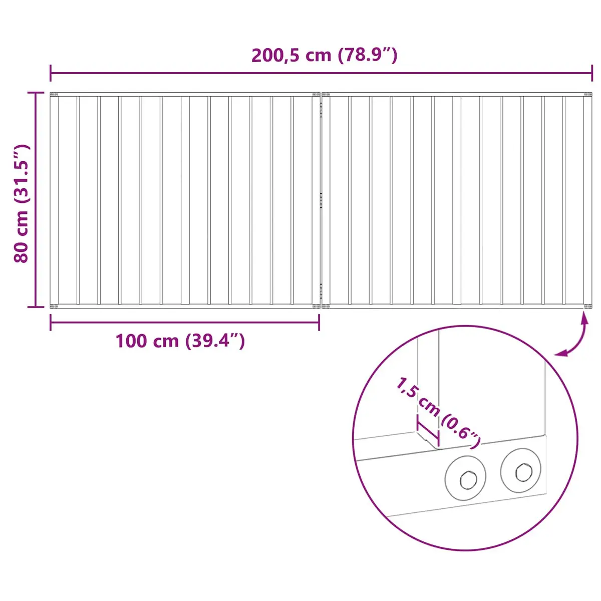 Dog Gate Indoor Enclosure 100 x 80 cm Black Metal Foldable 2 Piece