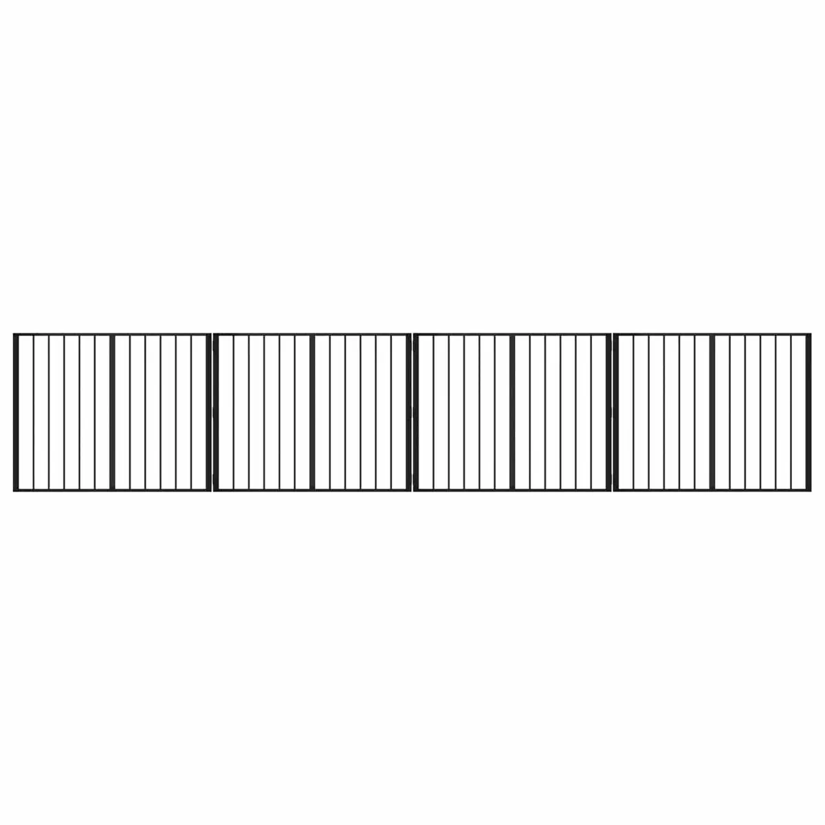 Dog Gate 4 Pieces Black Metal Enclosure Pen 100 x 80 cm Foldable Indoor Outdoor