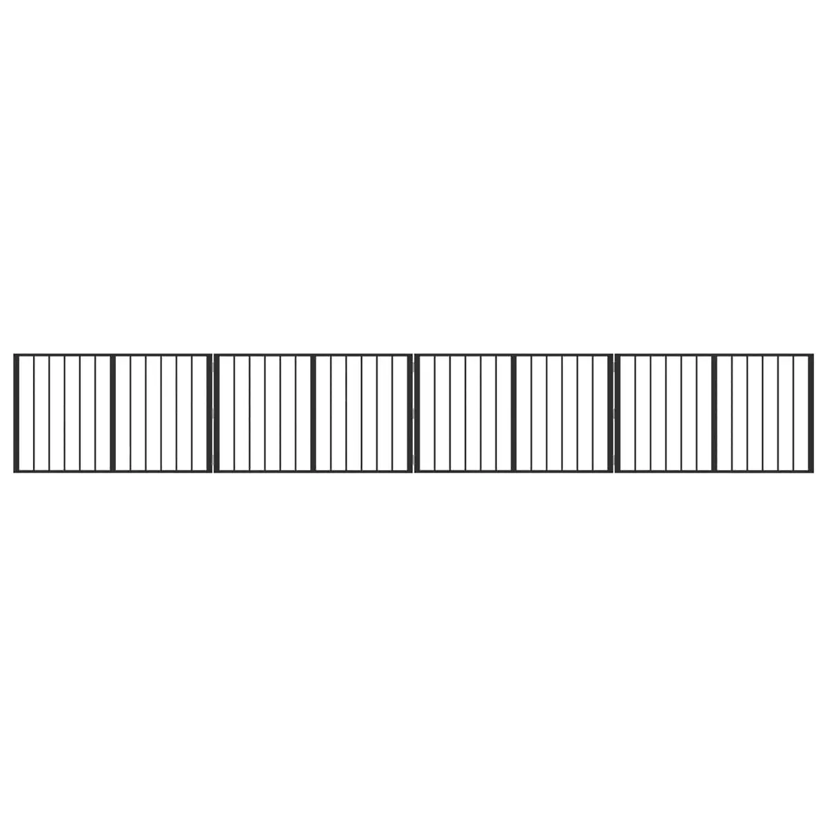 Dog Gate Panel Set Puppy Playpen Barrier 100 x 60 cm Black Galvanised Steel 4 Piece