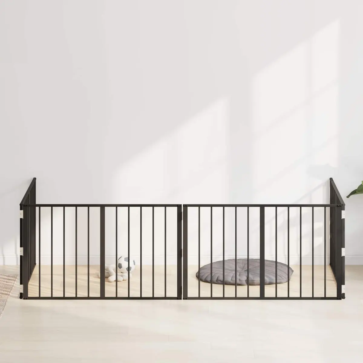 Dog Gate Panel Set Puppy Playpen Barrier 100 x 60 cm Black Galvanised Steel 4 Piece