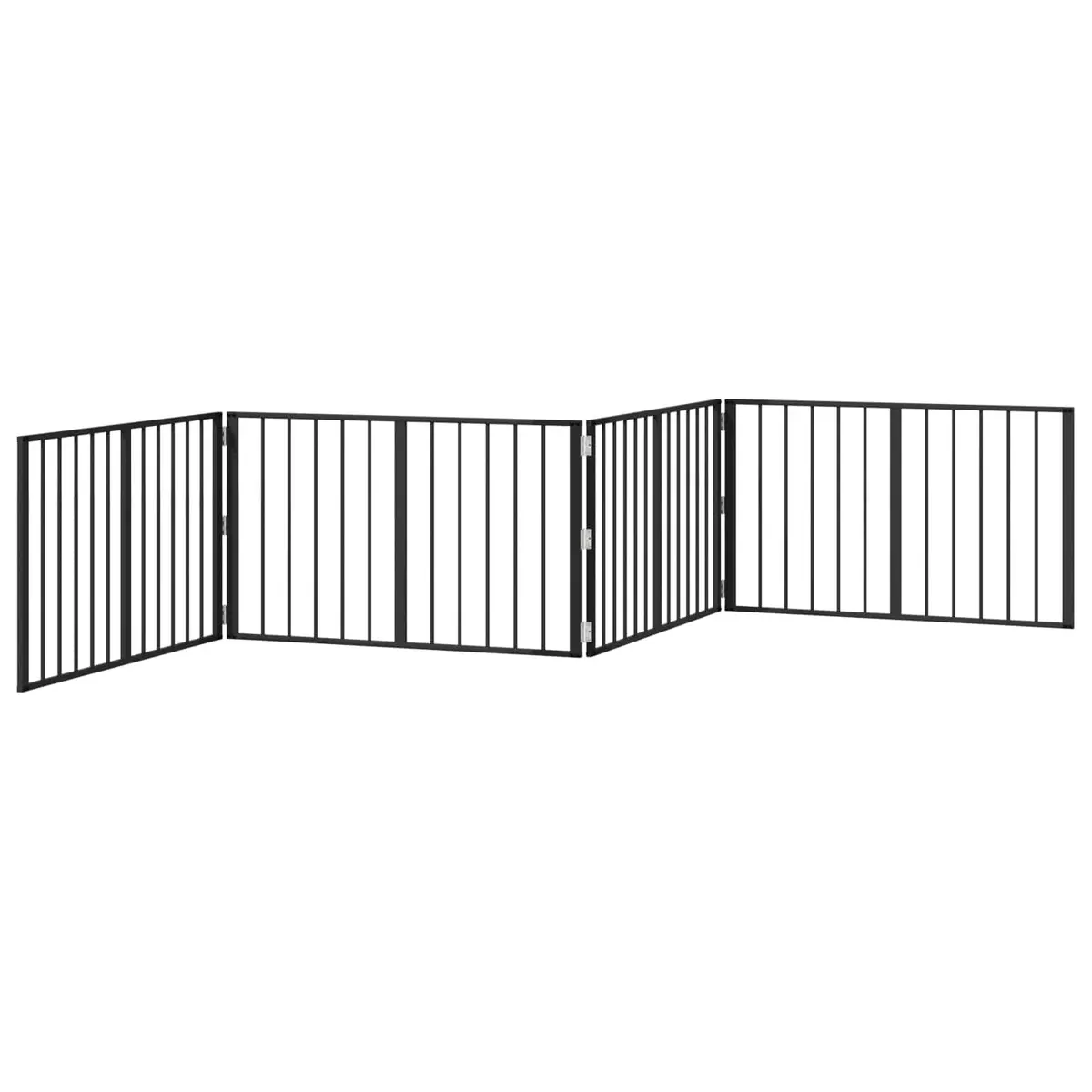 Dog Gate Panel Set Puppy Playpen Barrier 100 x 60 cm Black Galvanised Steel 4 Piece