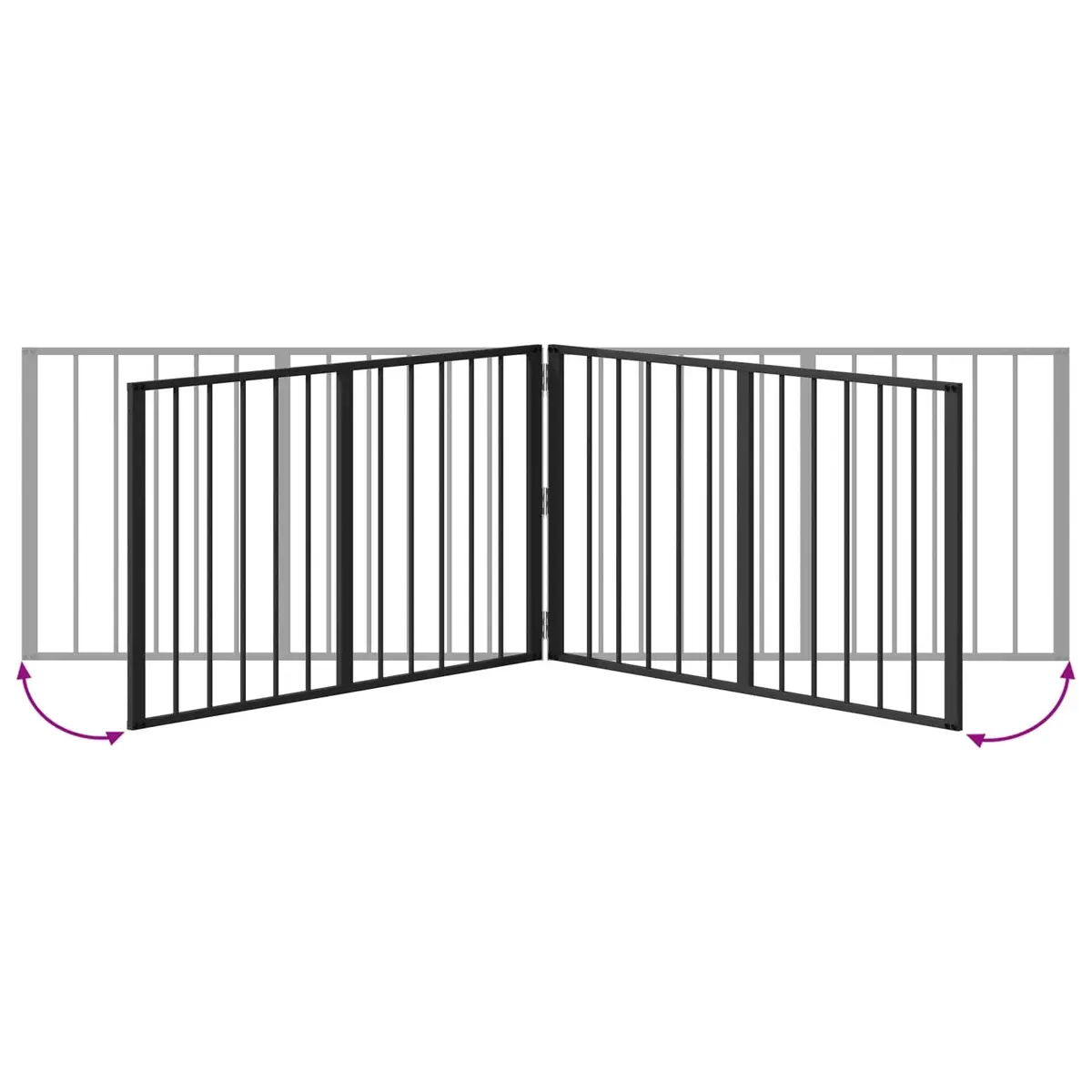 Dog Gate Panel Set Puppy Playpen Barrier 100 x 60 cm Black Galvanised Steel 4 Piece
