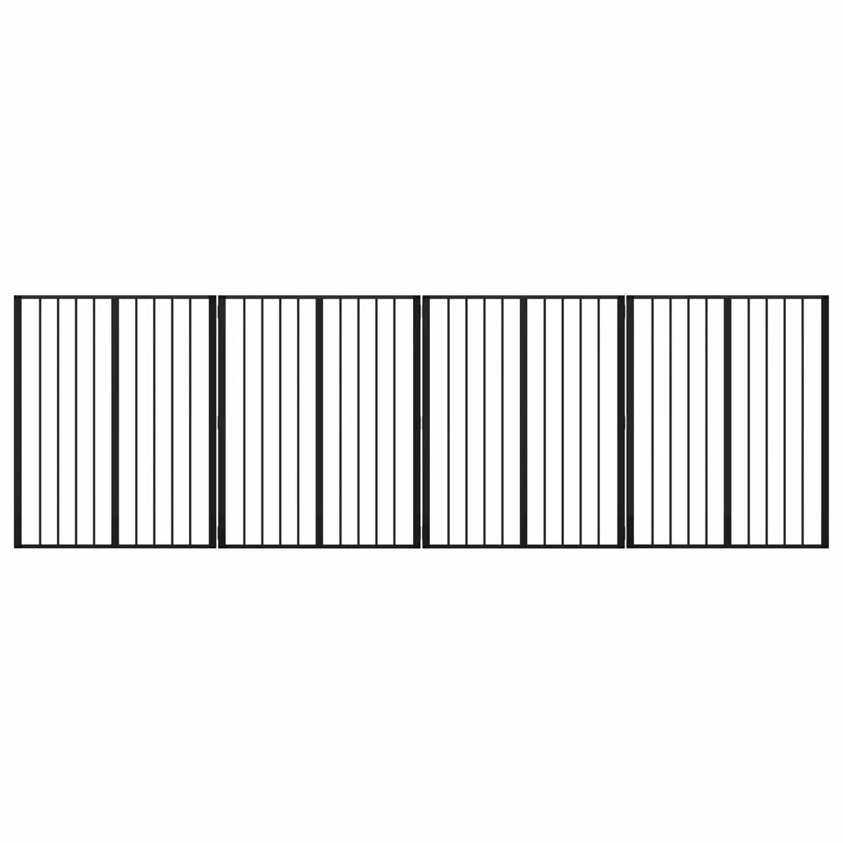 Dog Gate Panels 4 pcs Black Galvanised Steel Pet Fence Puppy Playpen Barrier