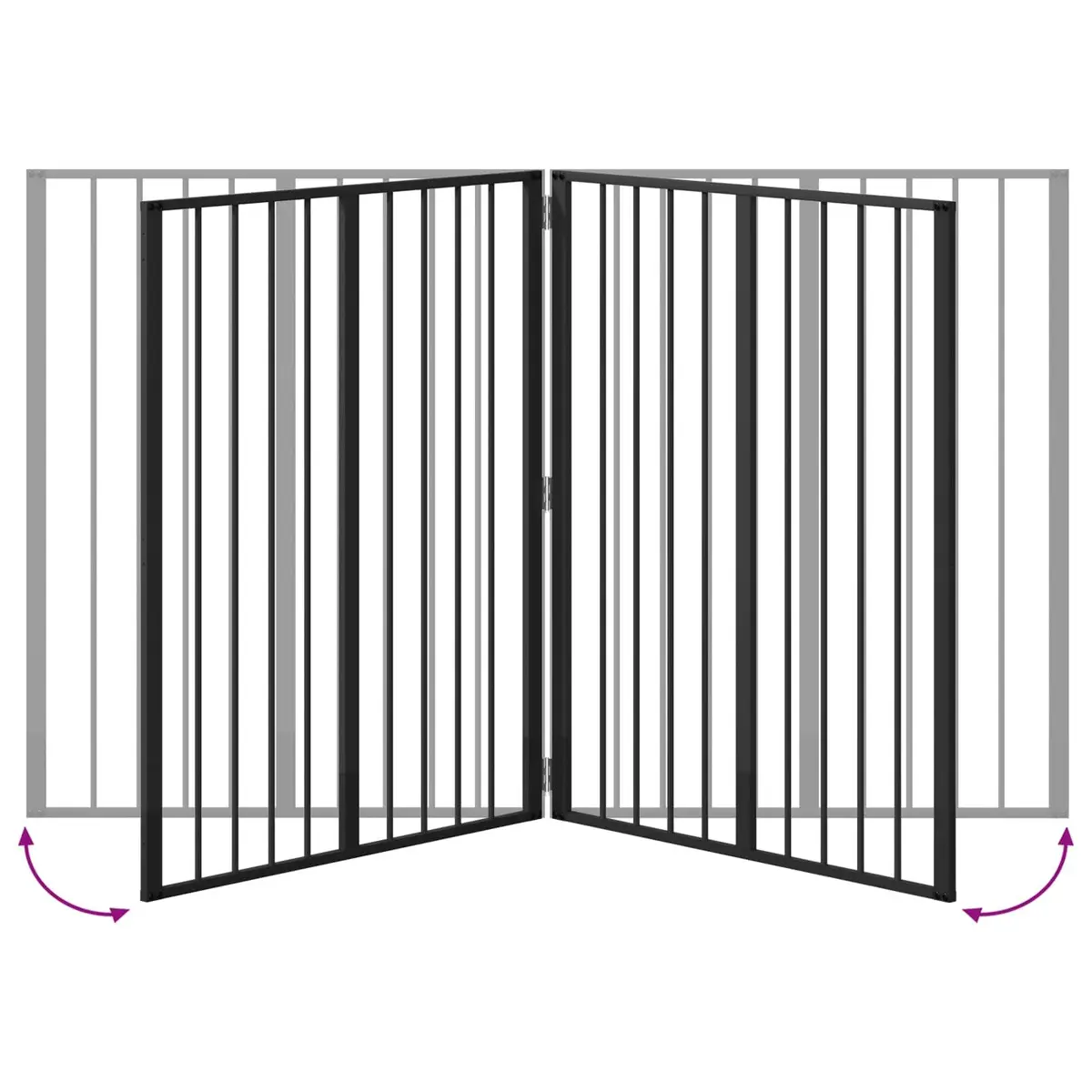 Dog Gate Panels 4 pcs Black Galvanised Steel Pet Fence Puppy Playpen Barrier
