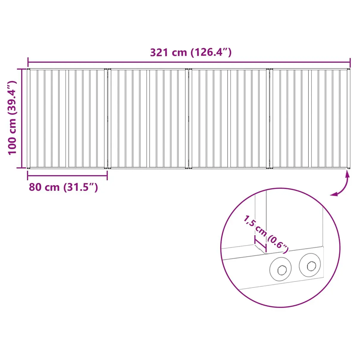 Dog Gate Panels 4 pcs Black Galvanised Steel Pet Fence Puppy Playpen Barrier