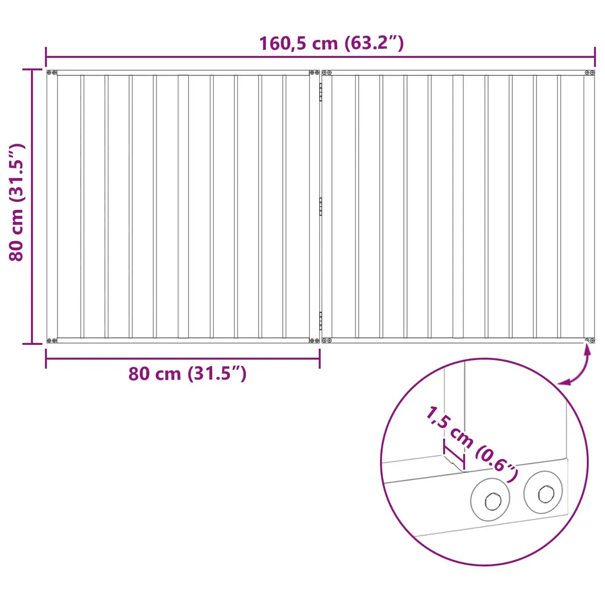Dog Gate 2 Piece Foldable Pet Enclosure Indoor Safety 80 x 80 cm Black