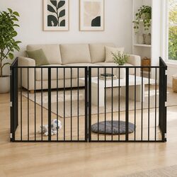 Reliable Foldable Dog Gate - Black Metal Enclosure