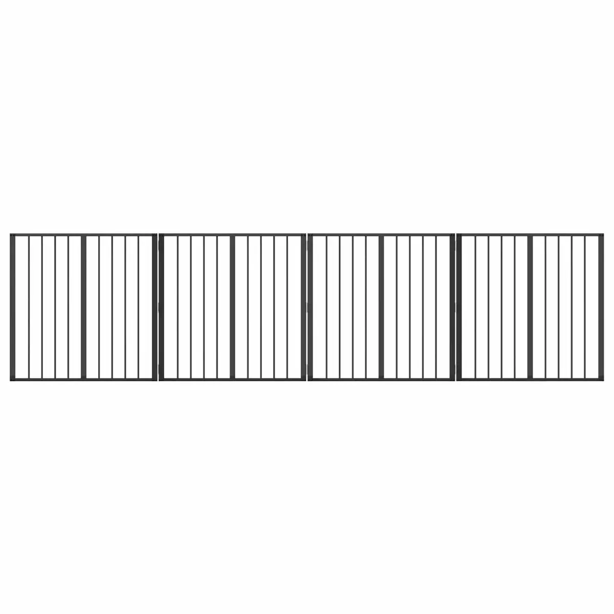 Dog Gate 4 Piece Black Galvanised Steel Pet Fence Panel 80 x 80 cm Puppy Playpen