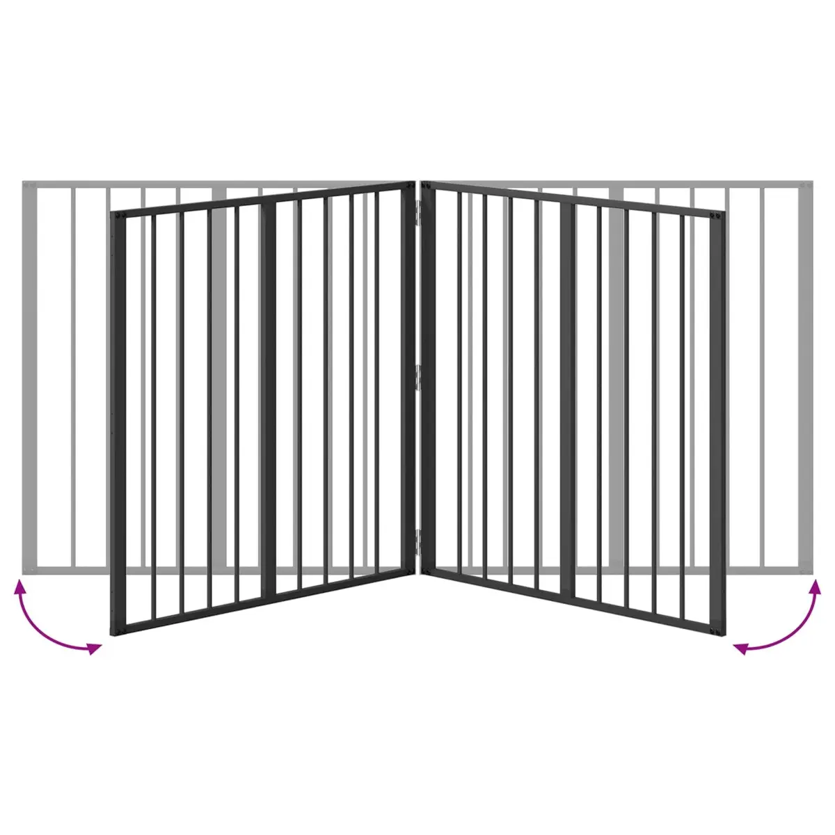 Dog Gate 4 Piece Black Galvanised Steel Pet Fence Panel 80 x 80 cm Puppy Playpen