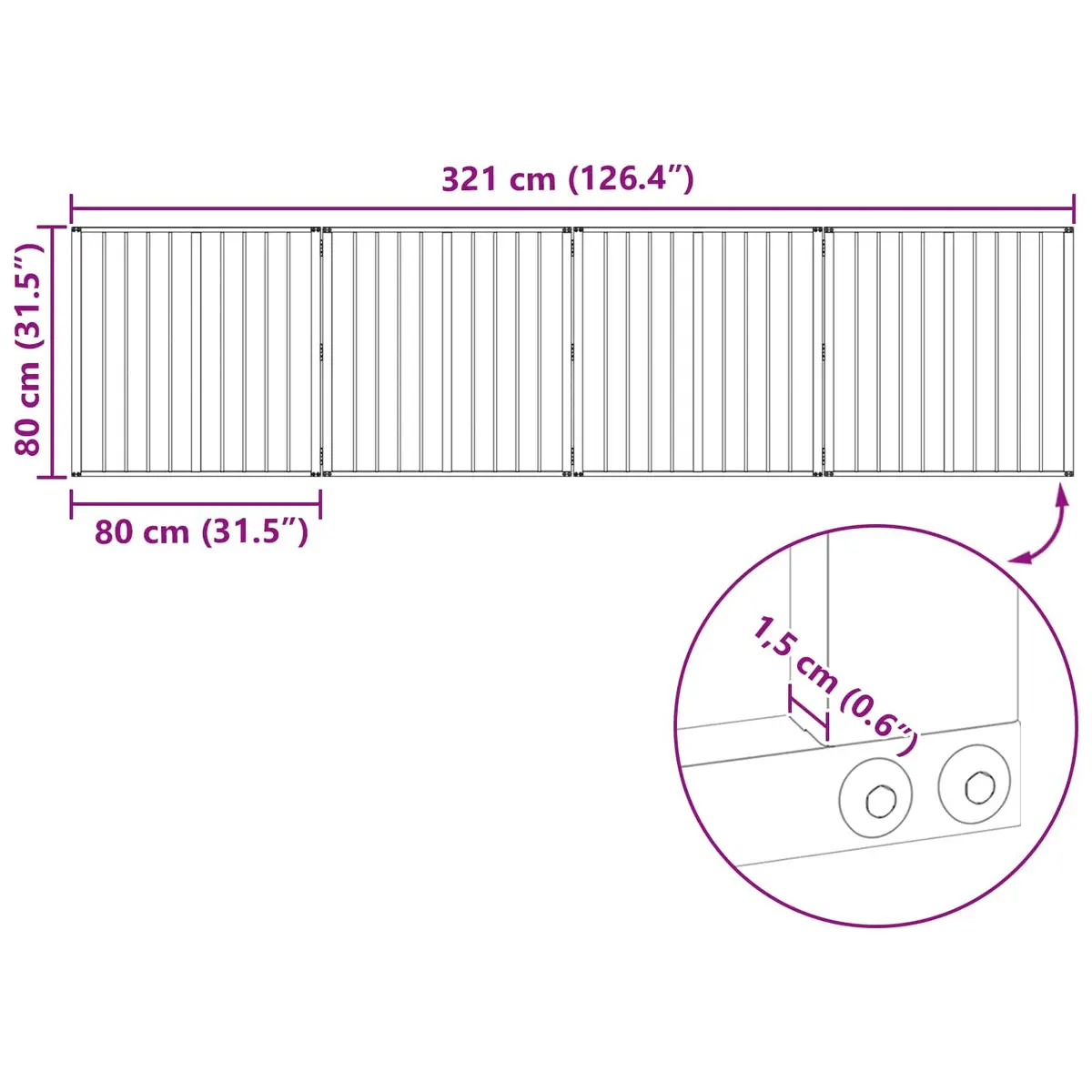 Dog Gate 4 Piece Black Galvanised Steel Pet Fence Panel 80 x 80 cm Puppy Playpen