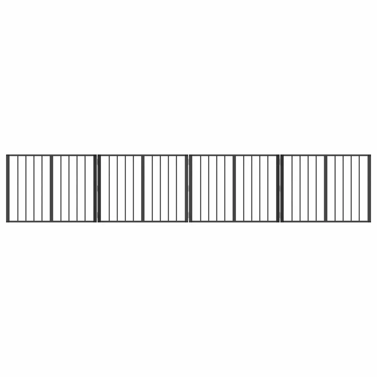 Dog Gate 4 Piece Foldable Pet Fence Panels Black 80 x 60 cm Galvanised Steel