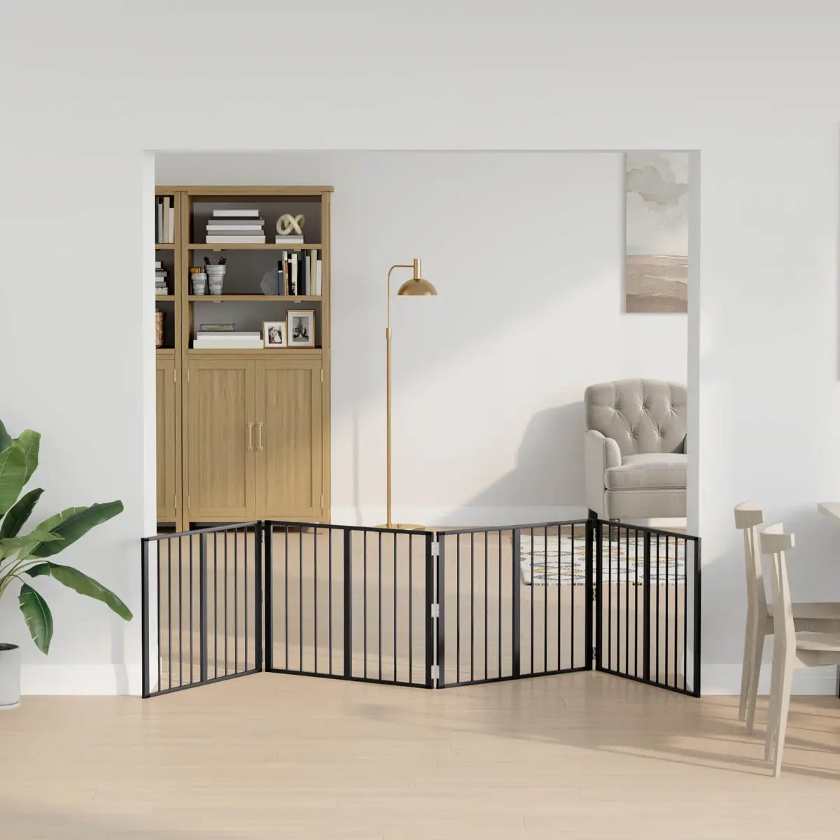 Dog Gate 4 Piece Foldable Pet Fence Panels Black 80 x 60 cm Galvanised Steel