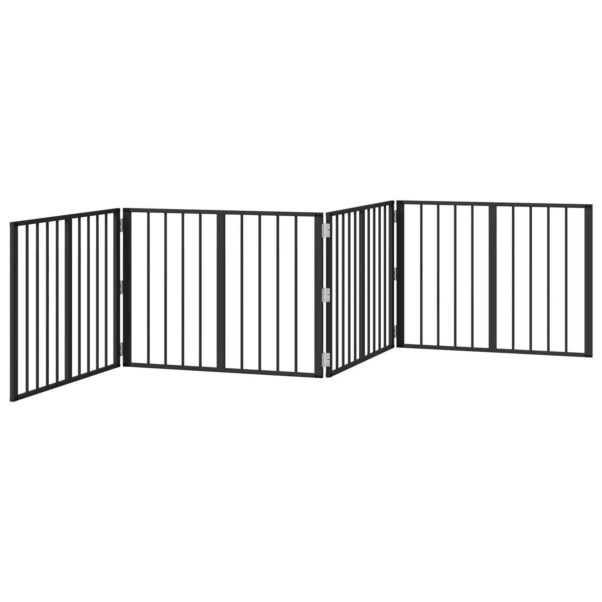 Dog Gate 4 Piece Foldable Pet Fence Panels Black 80 x 60 cm Galvanised Steel