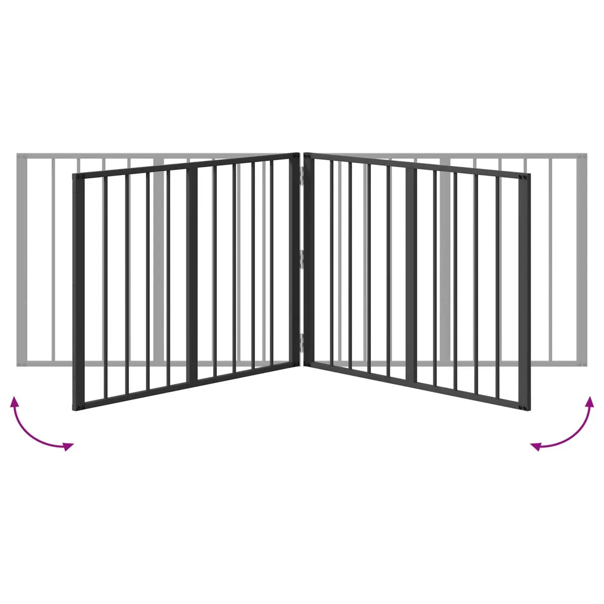 Dog Gate 4 Piece Foldable Pet Fence Panels Black 80 x 60 cm Galvanised Steel