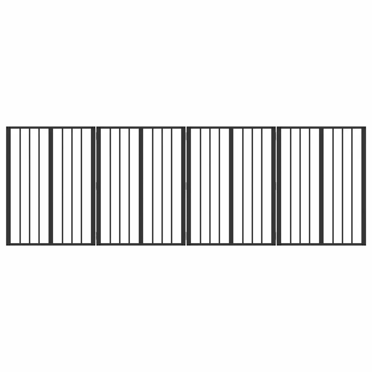 Dog Gate 4 Piece Black 60 x 80 cm Galvanised Steel Pet Fence Puppy Playpen Barrier