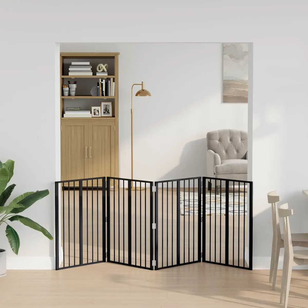 Dog Gate 4 Piece Black 60 x 80 cm Galvanised Steel Pet Fence Puppy Playpen Barrier