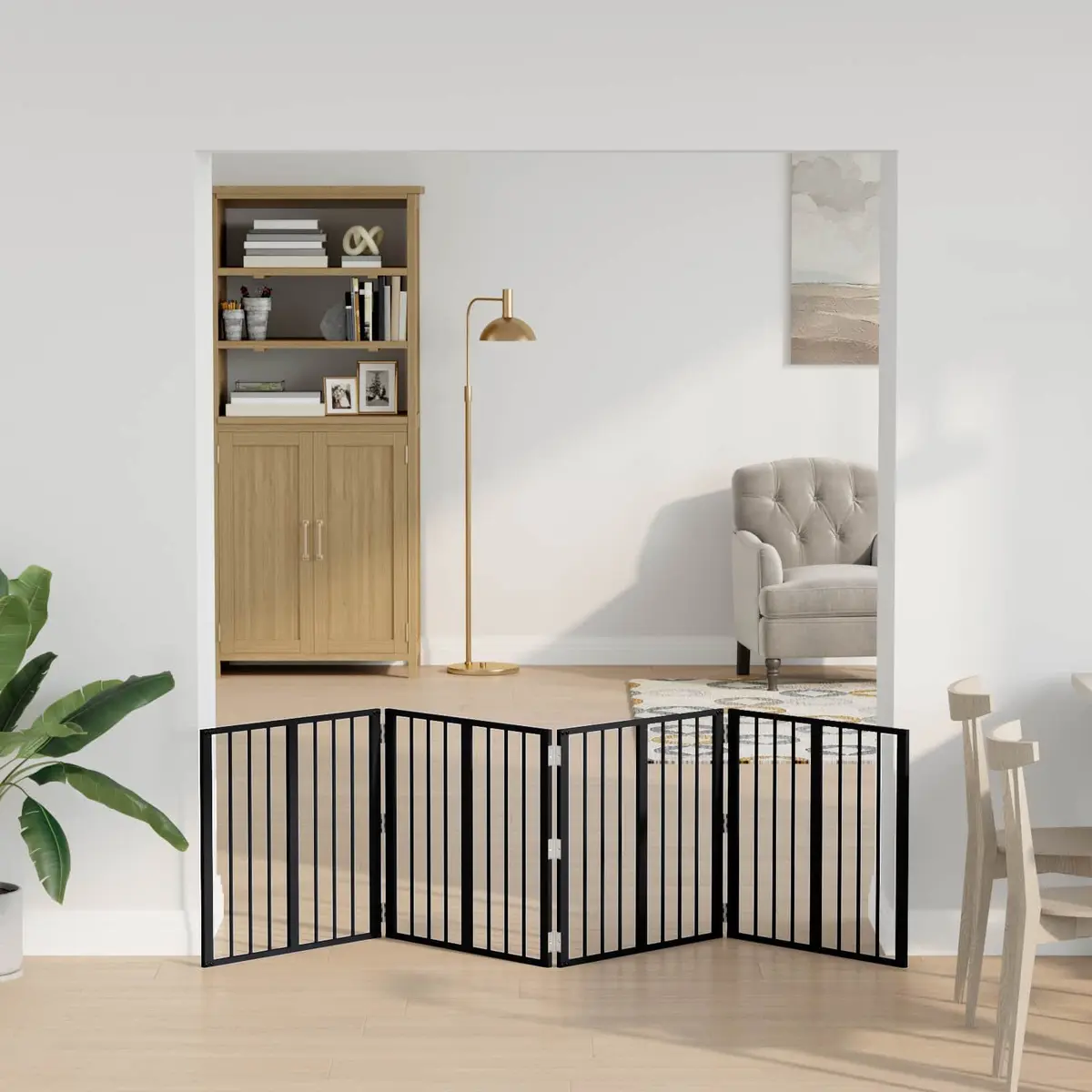Dog Gate Indoor Playpen 4 Piece Foldable Black 60 x 60 cm
