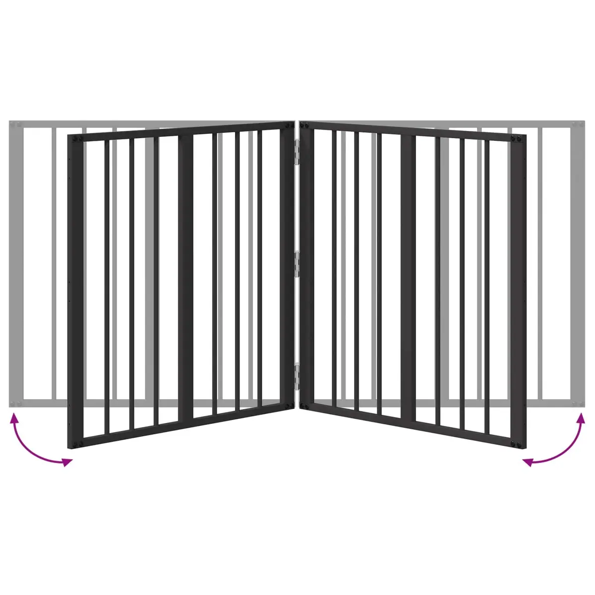 Dog Gate Indoor Playpen 4 Piece Foldable Black 60 x 60 cm