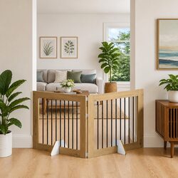 Reliable Foldable Dog Gate in Brown with Stands