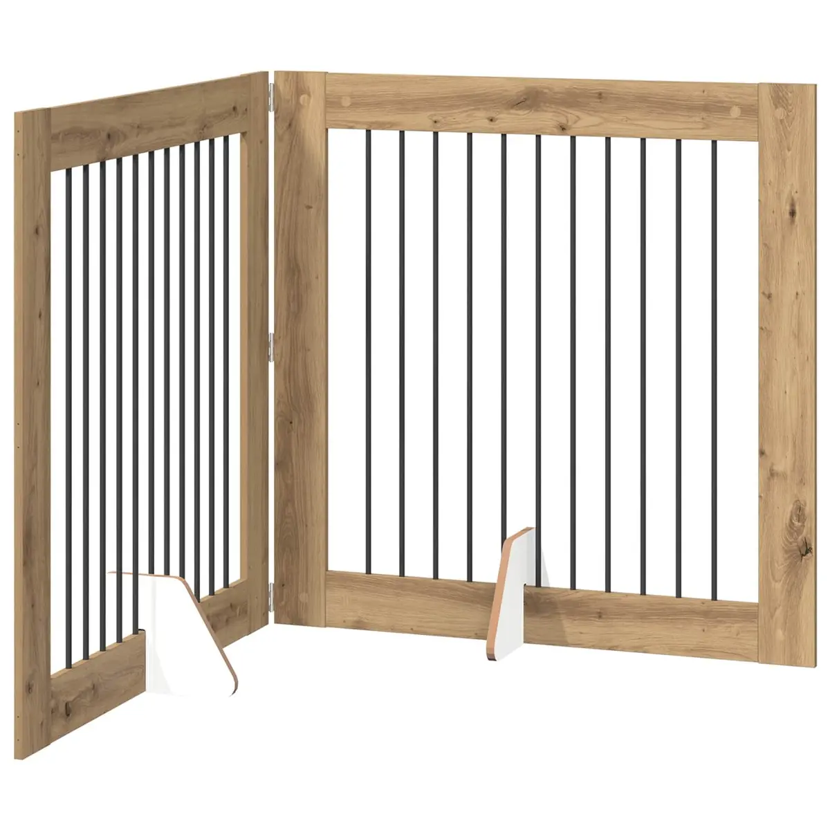 Foldable Dog Gate Indoor Portable Containment 2 pcs Brown
