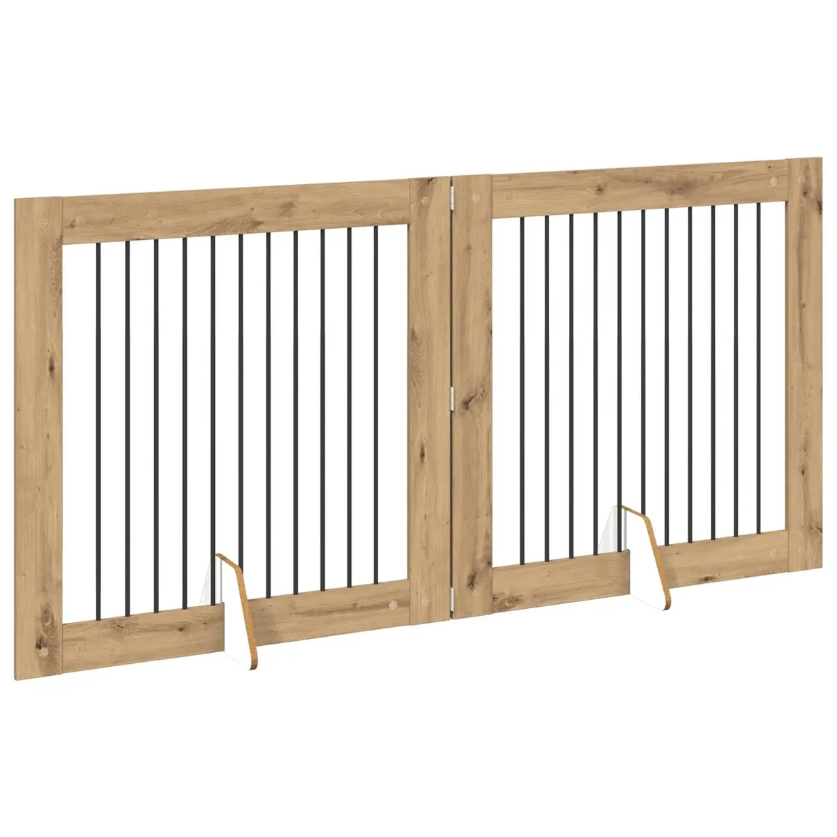 Foldable Dog Gate Indoor Portable Containment 2 pcs Brown