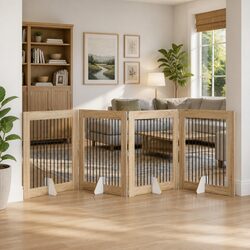 Reliable Foldable Dog Gate 401 cm Brown for Indoor Use