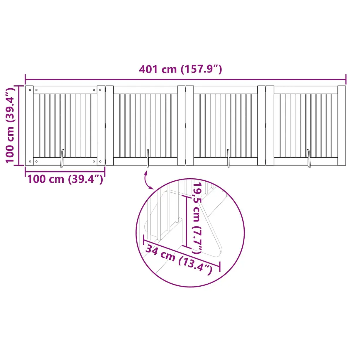 Foldable Dog Gate Indoor Pet Barrier Fence 401 cm Brown 4 pcs